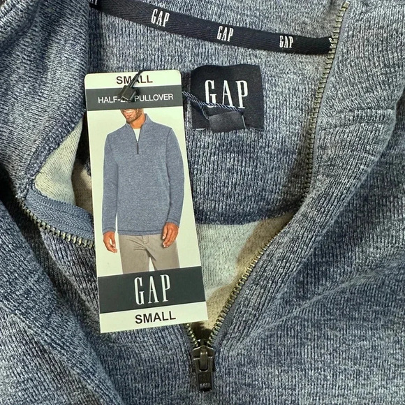 GAP Blue Zip Up Sweater with Quarter Zip and High Collar - Picture 4 of 4